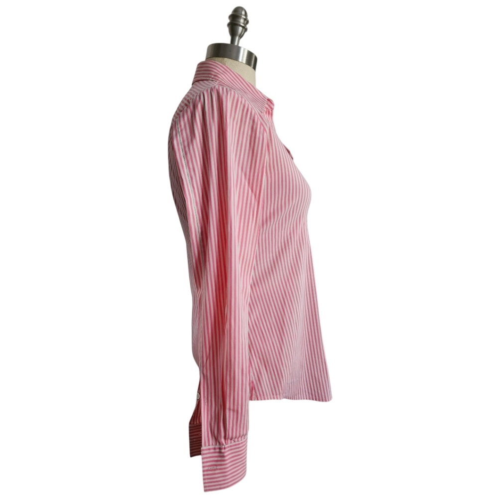 THEORY Pink Striped Stretch Button Down | SZ P/TP - Picture 2 of 7